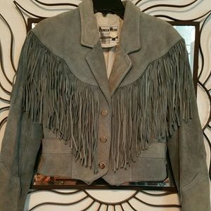 Vintage leather fringe coat